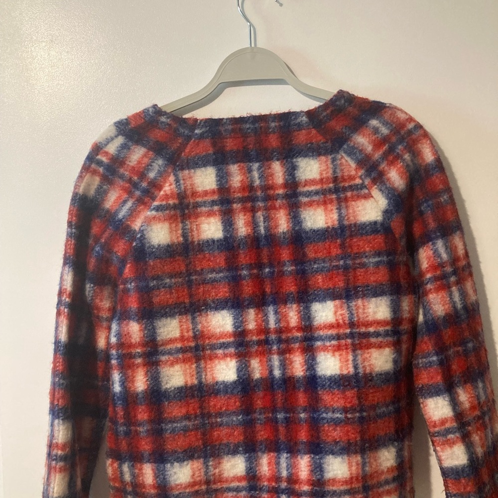 MADEWELL Sweater Brushed Plaid Wool Blend Pullover with Pockets Women's Size Xs - Picture 2 of 5